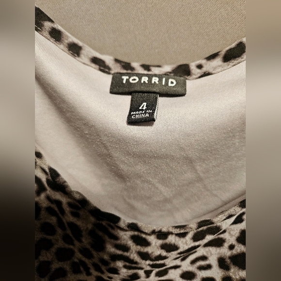 4x Plus Torrid Grey Gray Cheetah Spot Leopard Print Midi Chiffon Pleated Dress - Picture 11 of 14